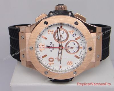 Copy Hublot Big Bang Rose Gold Watch Black Rubber Mens - AAA Grade